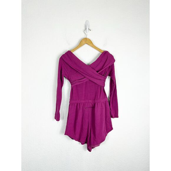 Free People Movement Love Spell One-Piece Small Pink Knit Romper Workout Stretch - Picture 12 of 13